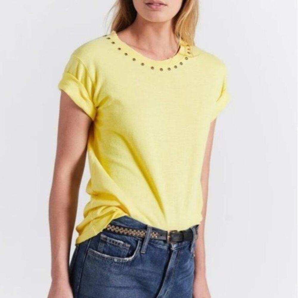 Current/Elliott Yellow The Glitter Rock Short Sleeve Cotton Tee NEW